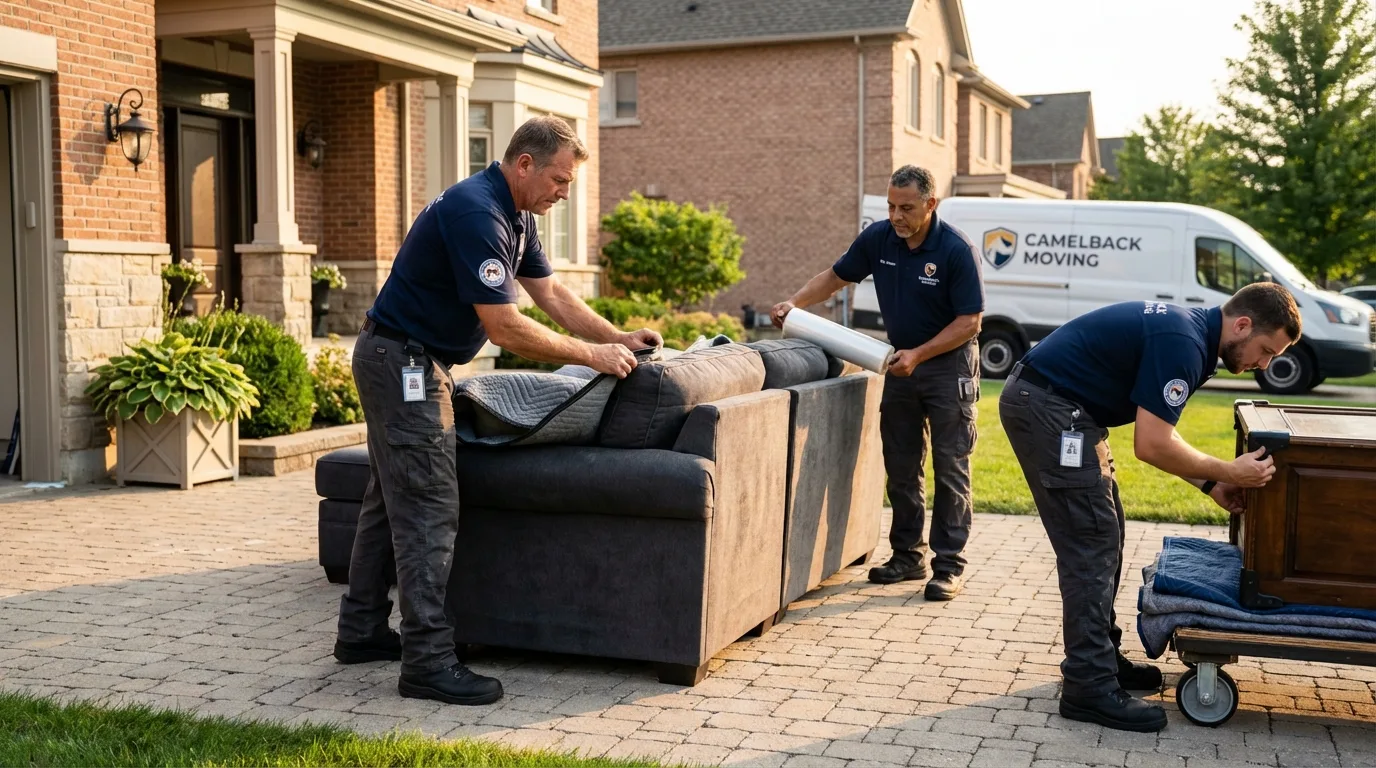 Large estate moving crew wrapping furniture in Shingletown, CA