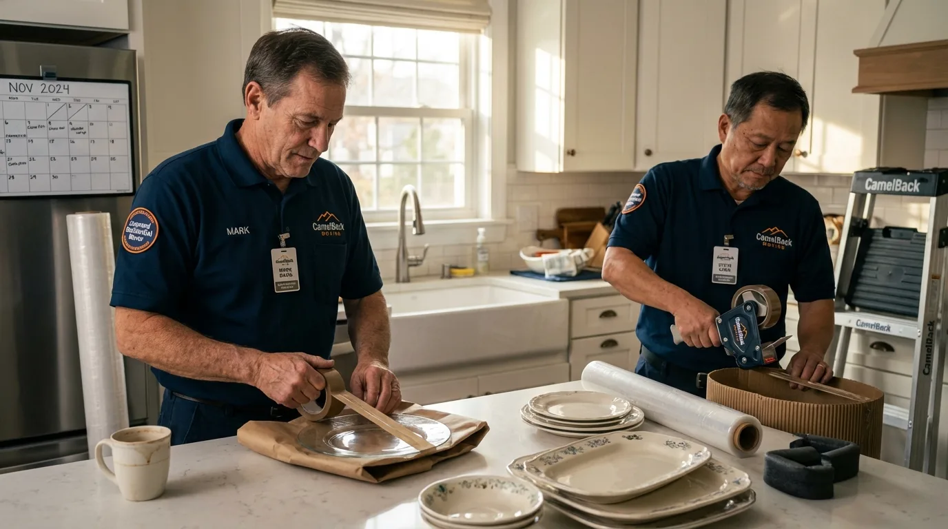 Professional crew packing kitchen dishware in Shingletown, CA
